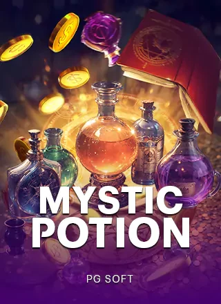 ภาพปกเกม Mystic Potion (ขวดยาวิเศษบนพื้นสีม่วง) หมวดPG Soft ประกอบหัวข้อเกมแยกตามธีม