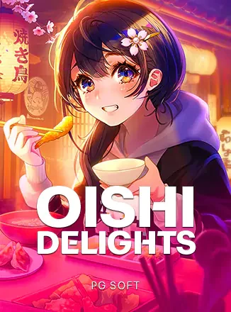 ภาพปกเกม Oishi Delights (สาวอนิเมะกับอาหารญี่ปุ่น) หมวดPG Soft ในตารางเกมหน้าแรก